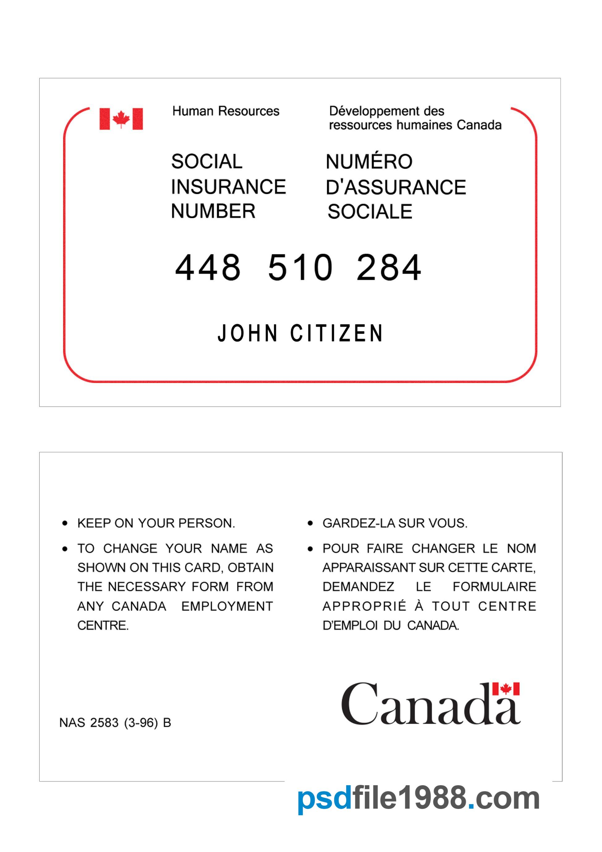 Canada Social Insurance Number